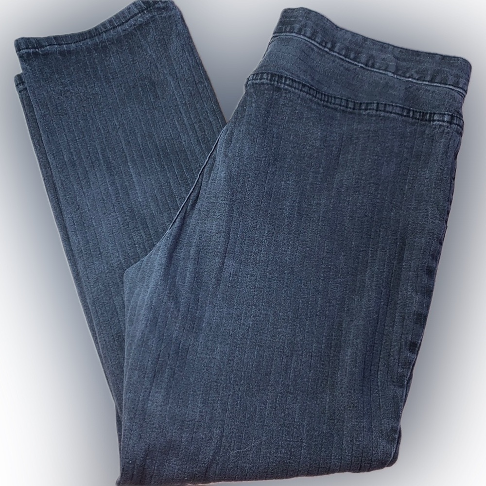 LAUREN JEANS CO Ralph Lauren jeans, grey, edgy stripe texture, high rise. 14P - Picture 4 of 17